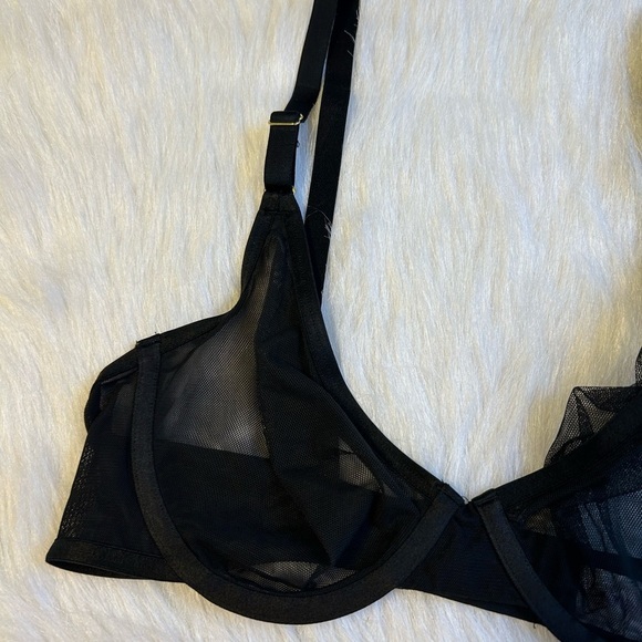 Joyspun Bra Womens Size 34C Black Mesh Sheer Unlined Underwire Back Closure - Picture 3 of 6